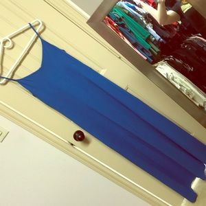 Anne Taylor long blue dress with shelf bra